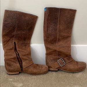 John Fluevog tall leather riding boot with buckle